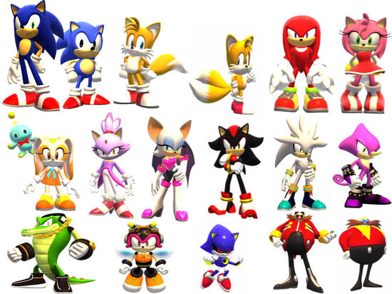 A bunch of Sonic characters
